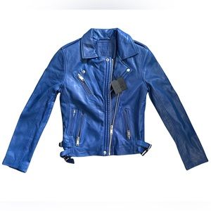 NEW‼️ Genuine Leather Electric Blue Moto Jacket!